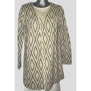 Oliver Long Open Cardigan Black & White Sweater Sz M